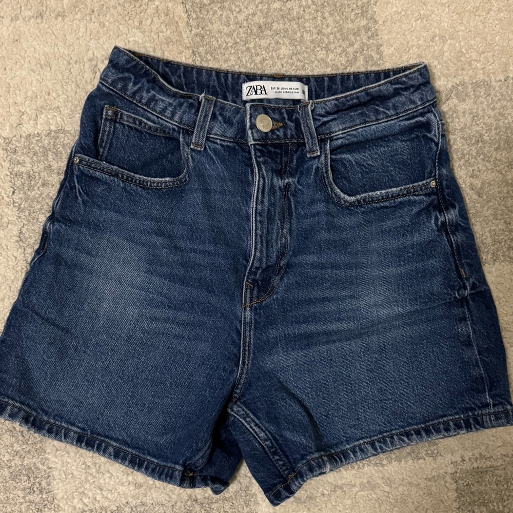 Zara Women's Dark Blue Jean Shorts